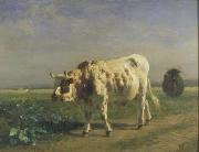 constant troyon The white bull. Spain oil painting artist